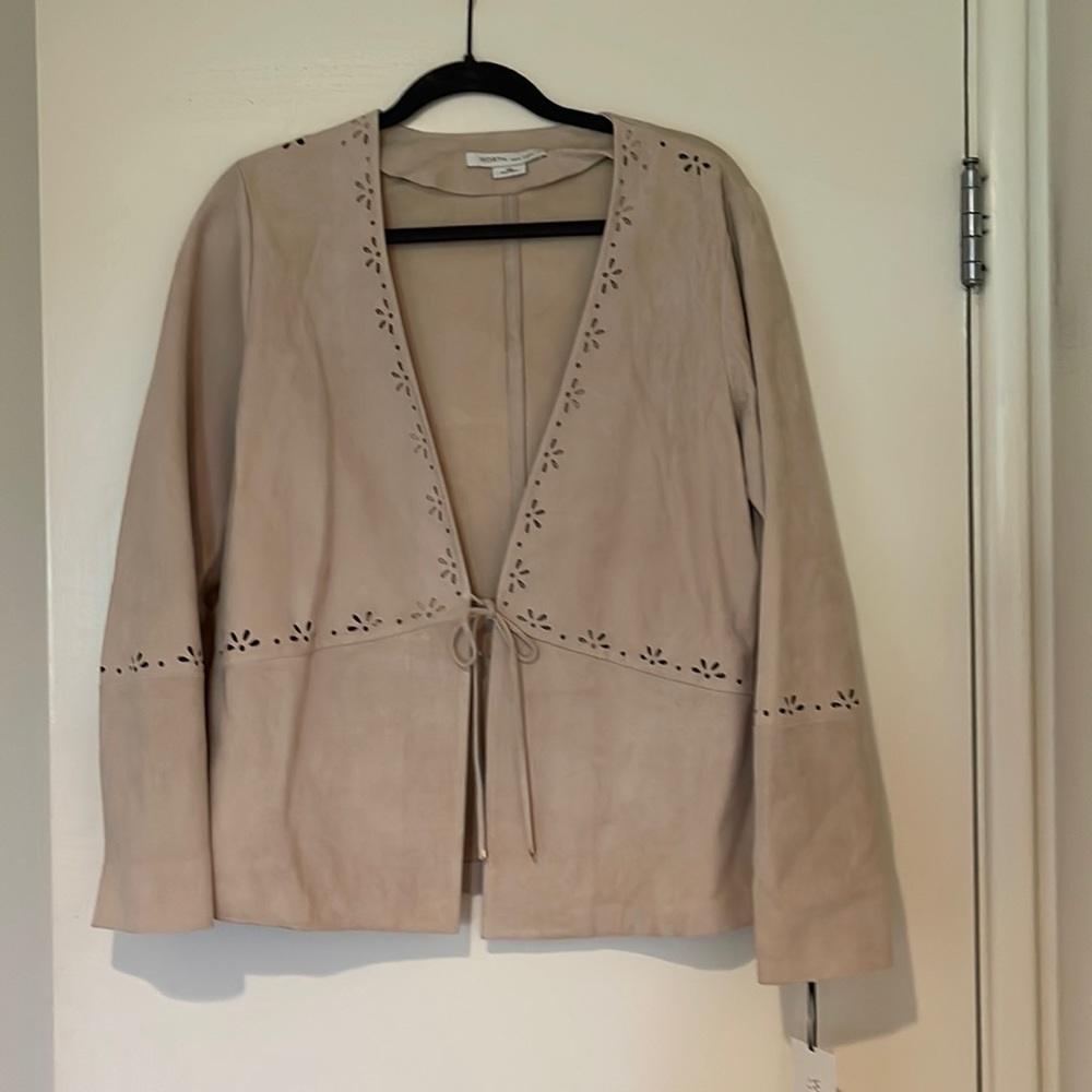 Worth Leather laser cut jacket with front tie